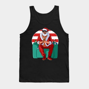 Black Santa Claus Gangster Christmas Tank Top